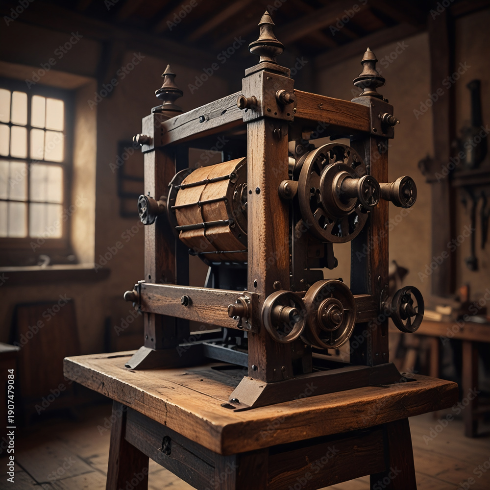 Naklejka premium old antique printing machine