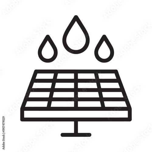 Solar panel with raindrops a clean energy illustration