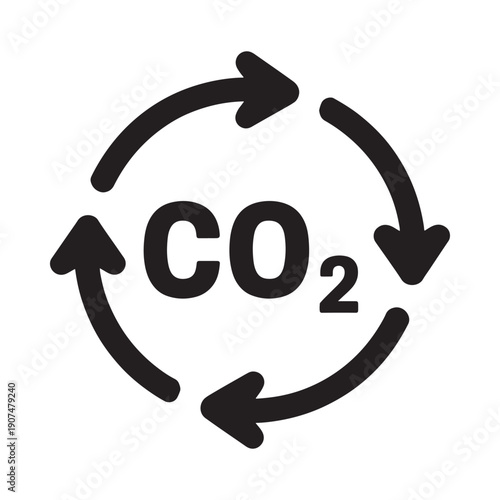 Carbon dioxide recycling symbol a circular arrow design