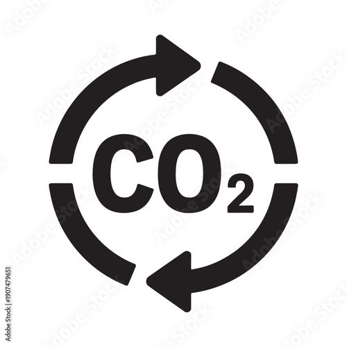 Carbon dioxide recycling symbol a circular flow indicating reuse