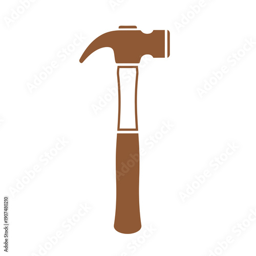 Hammer graphic illustration with a claw for extracting nails and a handle for grip and leverage