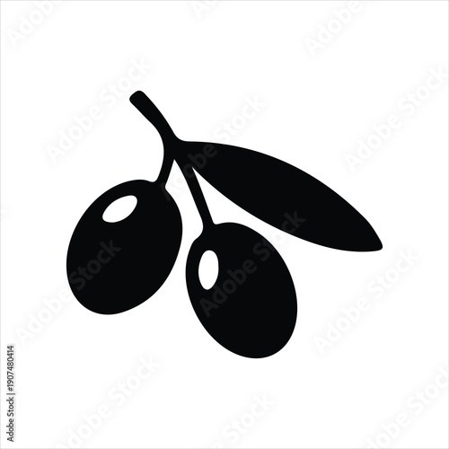 Silhouette vector. Black olives isolated on white, black olives vector illustration, black olives vector.