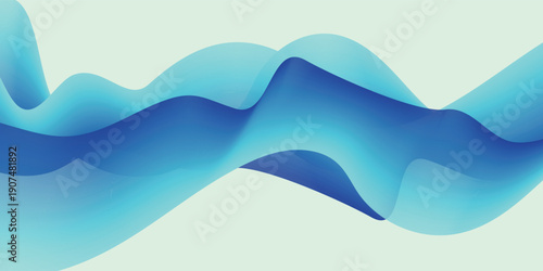 Abstract blue fluid wave design on a light background.