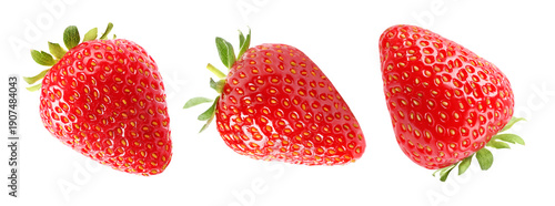 Set of fresh strawberries isolated on white
