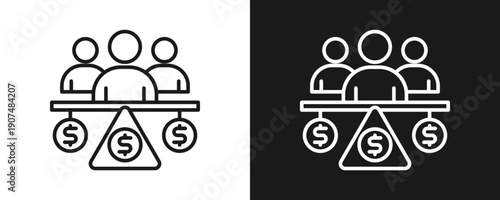 Equity Icon Set Outline In White And Black Background