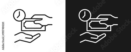 Borrowing Icon Set Outline In White And Black Background