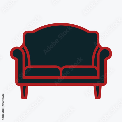red sofa isolated on white