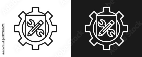 Technical Writing Icon Set Outline In White And Black Background