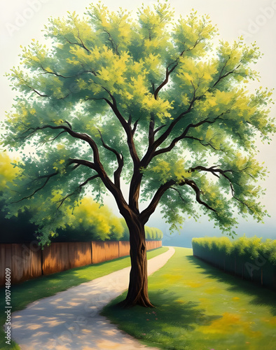 autumn, landscape, tree, oilpainting, art, painting, nature, fall, foliage, leaves, forest, countryside, scenery, seasonal, golden, orange, red, yellow, warm, rustic, peaceful, serene, tranquil, textu