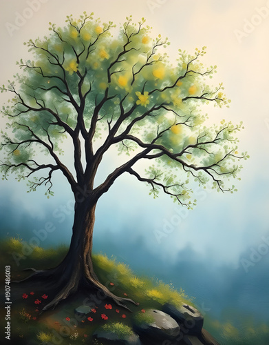 autumn, landscape, tree, oilpainting, art, painting, nature, fall, foliage, leaves, forest, countryside, scenery, seasonal, golden, orange, red, yellow, warm, rustic, peaceful, serene, tranquil, textu