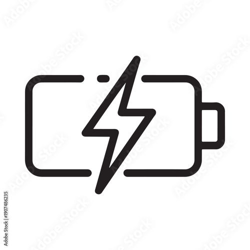 Black outline of a battery with a lightning bolt inside it