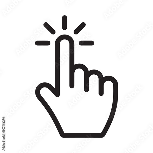 Simple black outline of a hand with an extended index finger pointing