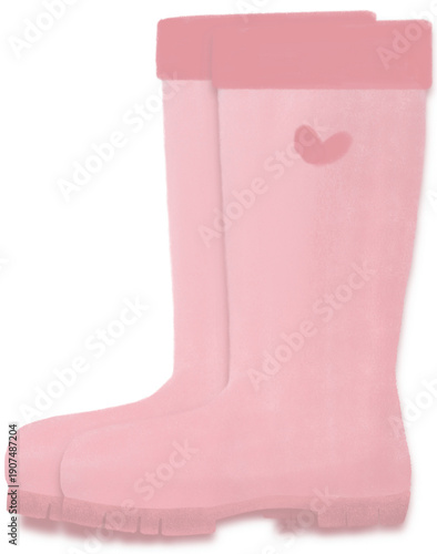 Pink rubber boots illustration