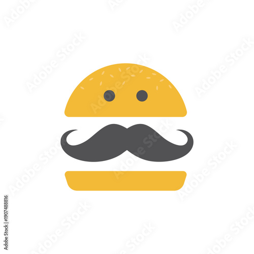 Logo burger with beard unique design abstract isolated on white background