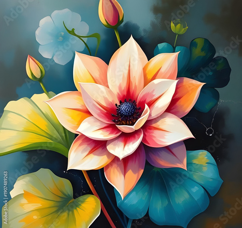 abstract, flower, floral, oilpaint, digital, art, artwork, painting, contemporary, modern, creative, artistic, texture, brushstroke, strokes, canvas, color, colorful, vibrant, expressive, aesthetic, b