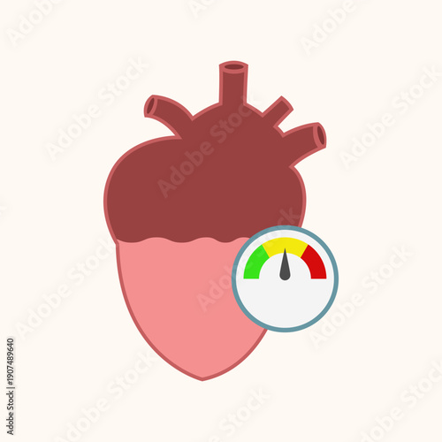 hypertension with images of the heart and a meter