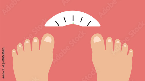 Person standing on scale measuring body weight health concept