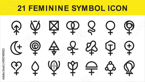 21 Feminine Symbol Icons Set International Womens Day Collection