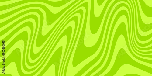 Abstract green background with hypnotic wavy lines pattern. Fresh and natural background
