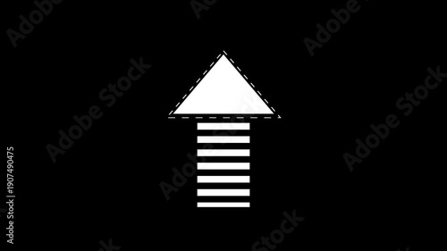 animated upward arrow with dashed tail and rotating tip dots for ui and motion graphics.