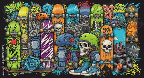 Collection of vintage outdoor adventure camping stickers, badges with tents, mountains, campfires, and explorer typography on a bright studio background, inspiring travel and freedom.