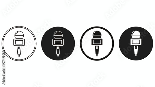 Set of circular lock and key icons in vector style.