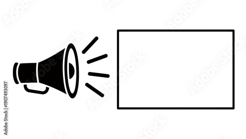 Simple Megaphone and Empty Speech Bubble Illustration for Announcements.