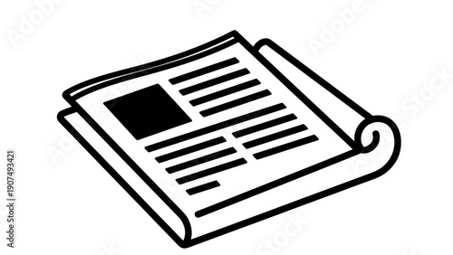 Simple Newspaper Illustration Representing Print Media and News Reporting.