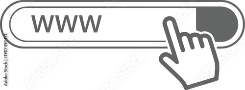 Cursor clicking website search bar with www text for online internet browsing concept vector