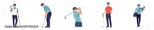 Golf Vector Characters Casual Player Activity Lifestyle Sport Collection
