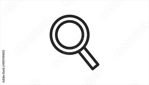 Simple black magnifying glass icon on white background.