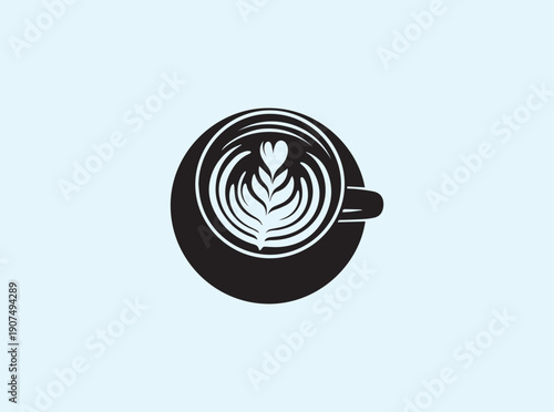 Black illustration of a milk froth swirl in a coffee mug