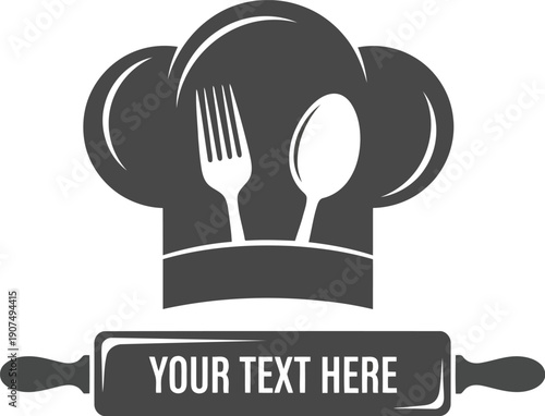 Chef hat rolling pin utensil bakery restaurant culinary food service professional cooking emblem vector