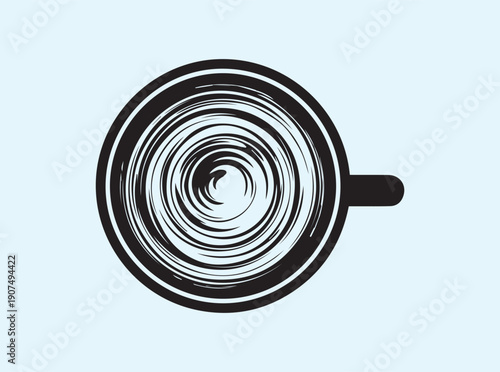 Flat design symbol of a cappuccino cup with swirling movement