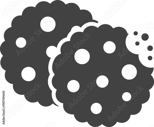 Delicious chocolate chip cookies isolated simple icon sweet baked treats food photography vector