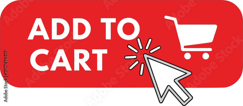 E commerce button add to cart with cursor clicking online shopping digital action vector