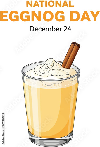 Festive eggnog drink celebrate national eggnog day december 24th holiday beverage treat vector