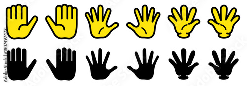 立ち入り禁止・禁止・ストップを表すハンドサイン 手のひらアイコン素材 シンプルUIデザイン