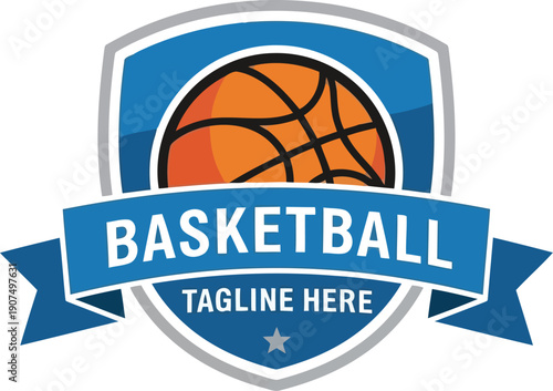 Basketball emblem logo shield emblem badge sports team club championship emblem sport graphic vector