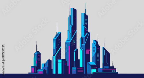 Futuristic Cityscape A Stunning Digital Illustration of a Modern Metropolis Skyline
