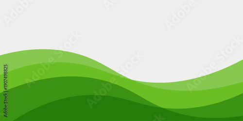 green wave abstract background with layered gradient curves and halftone texture, imodern trendy design in vector illustration, eps10