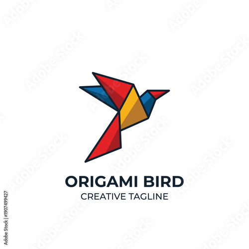 Free Download Origami Bird Logo with Geometric Flying Shape and Flat Vector Design - GFXLoad