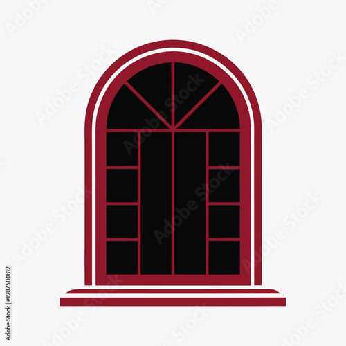 red window with red shutters
