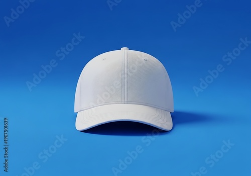 Minimalist studio shot of white baseball cap for apparel branding mockup.