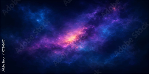 Abstract blue space background with stars and nebula