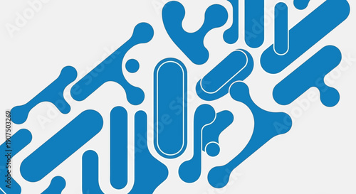 Abstract blue organic and geometric shapes pattern on a white background, modern graphic design illustration.