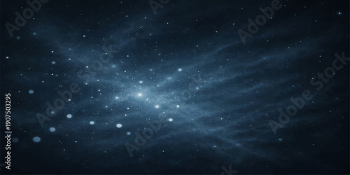Deep blue starry space background with galaxies and nebulae