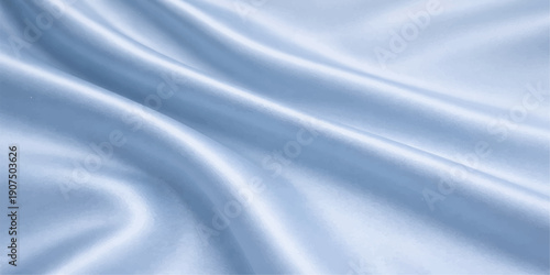 Blue satin and silk fabric background with smooth flowing texture and shiny luxurious design