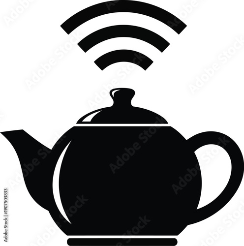 Smart Electric Kettle Icon with Wi-Fi Signal for Modern Kitchen Design