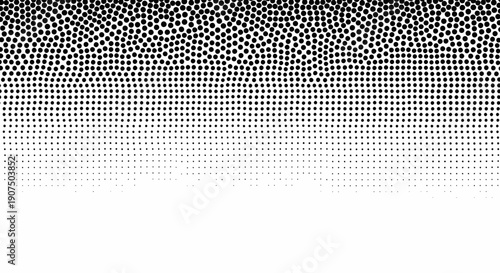 A gradient of black dots fading from dense to sparse against a white background, creating a textured visual effect.
